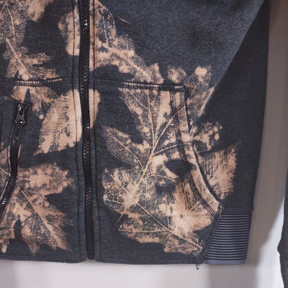 Champion Black Zip Hoodie with Tan Leaf Print - Picture 4 of 11